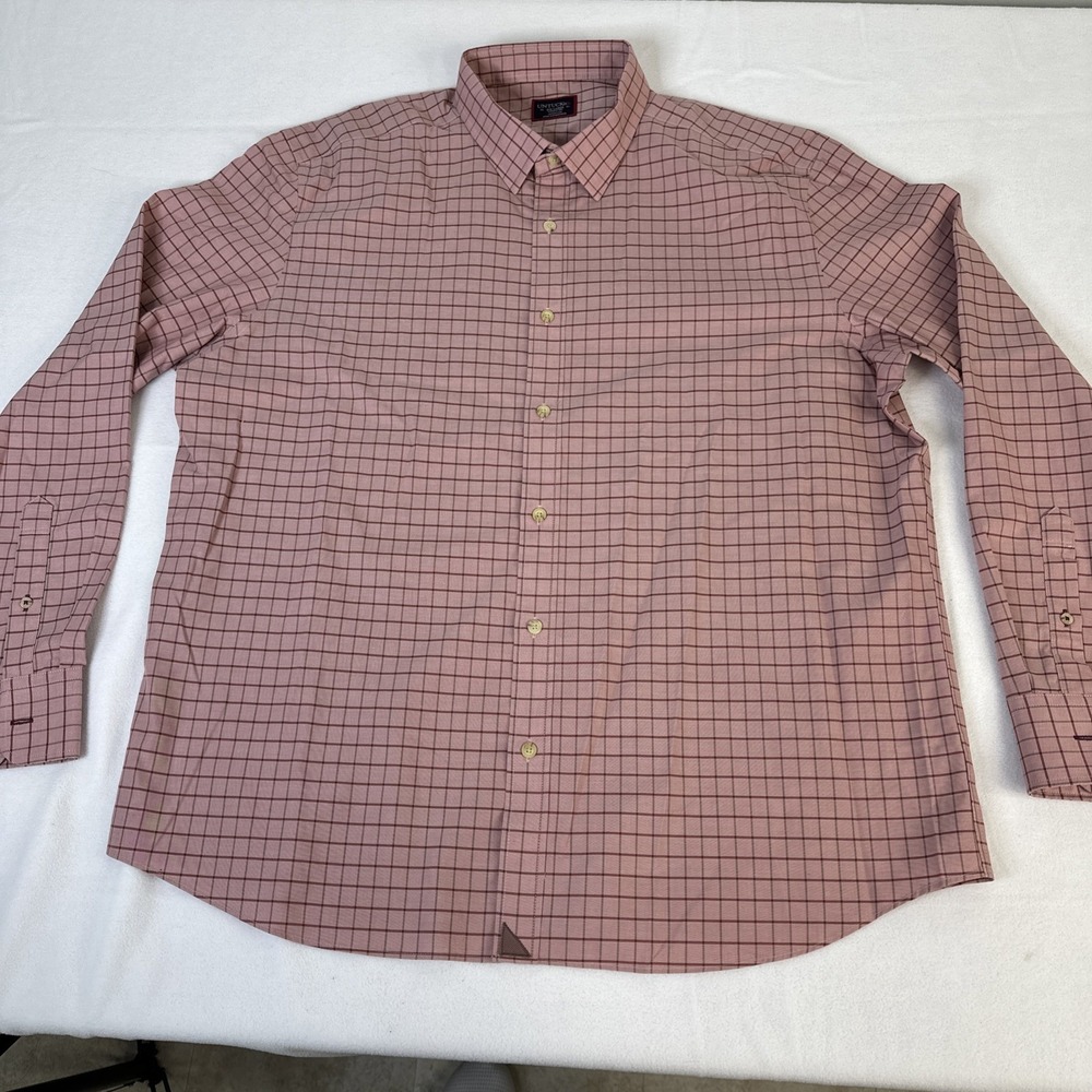 UNTUCKit Mens XXL Mauve Brown Grid Check Wrinkle Free Cotton Button Down Shirt